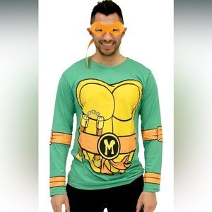 Teenage Mutant Ninja Turtles Michelangelo Costume Green T-Shirt & Eye Mask